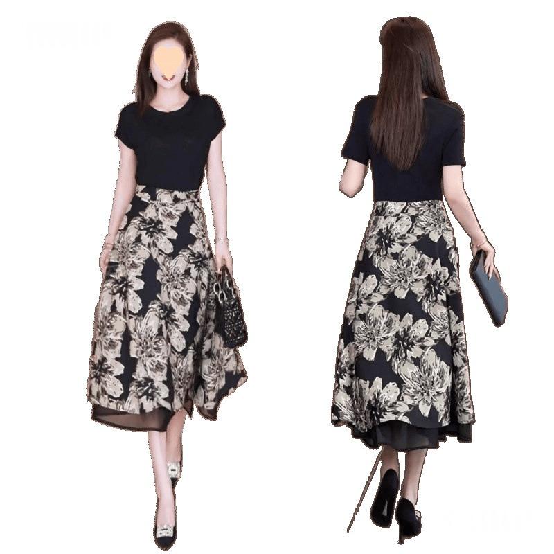 Élégante jupe Florale Midi double face pour femmes