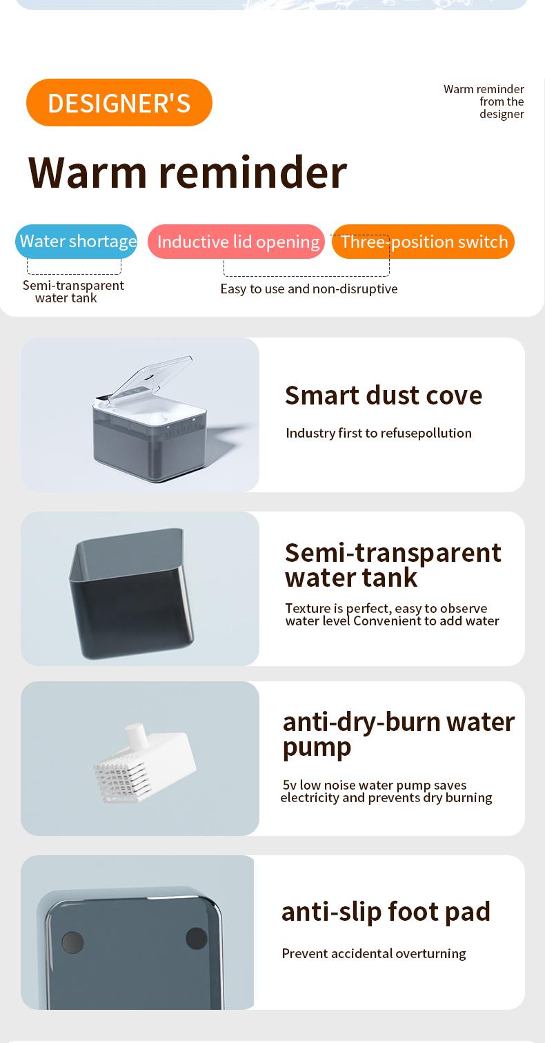 Batterie de recharge sans fil alimentée 304 en acier inoxydable Cat Induction automatique Pet Water Fou