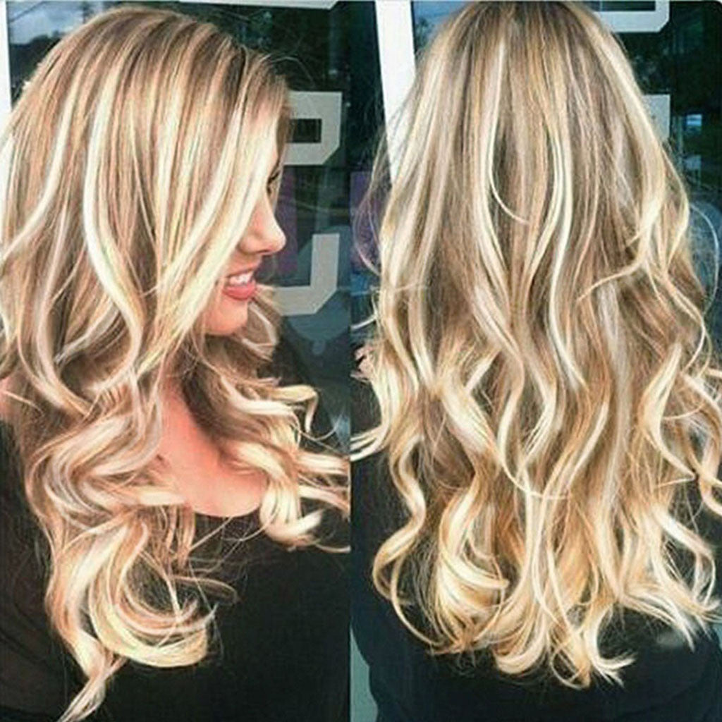 Wig Yellow Jump Gold Big Wave Long Curly Cheveux