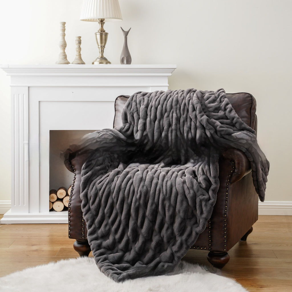 Blanket de fourrure de lapin de faux à double couche
