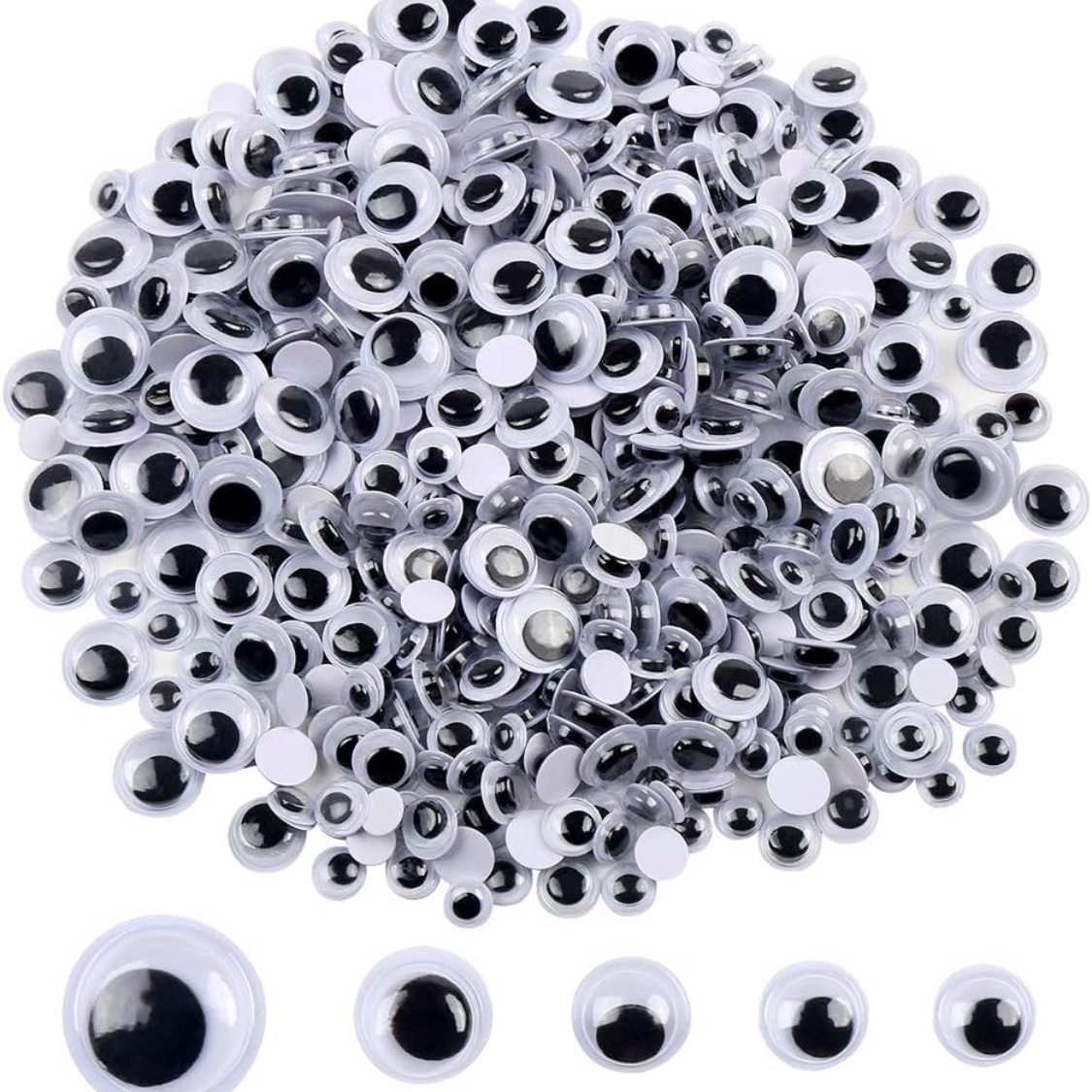 DECORA 500 pièces 6mm 12mm noir Perruques yeux googles avec auto-adhésif pour artisanat Decorati