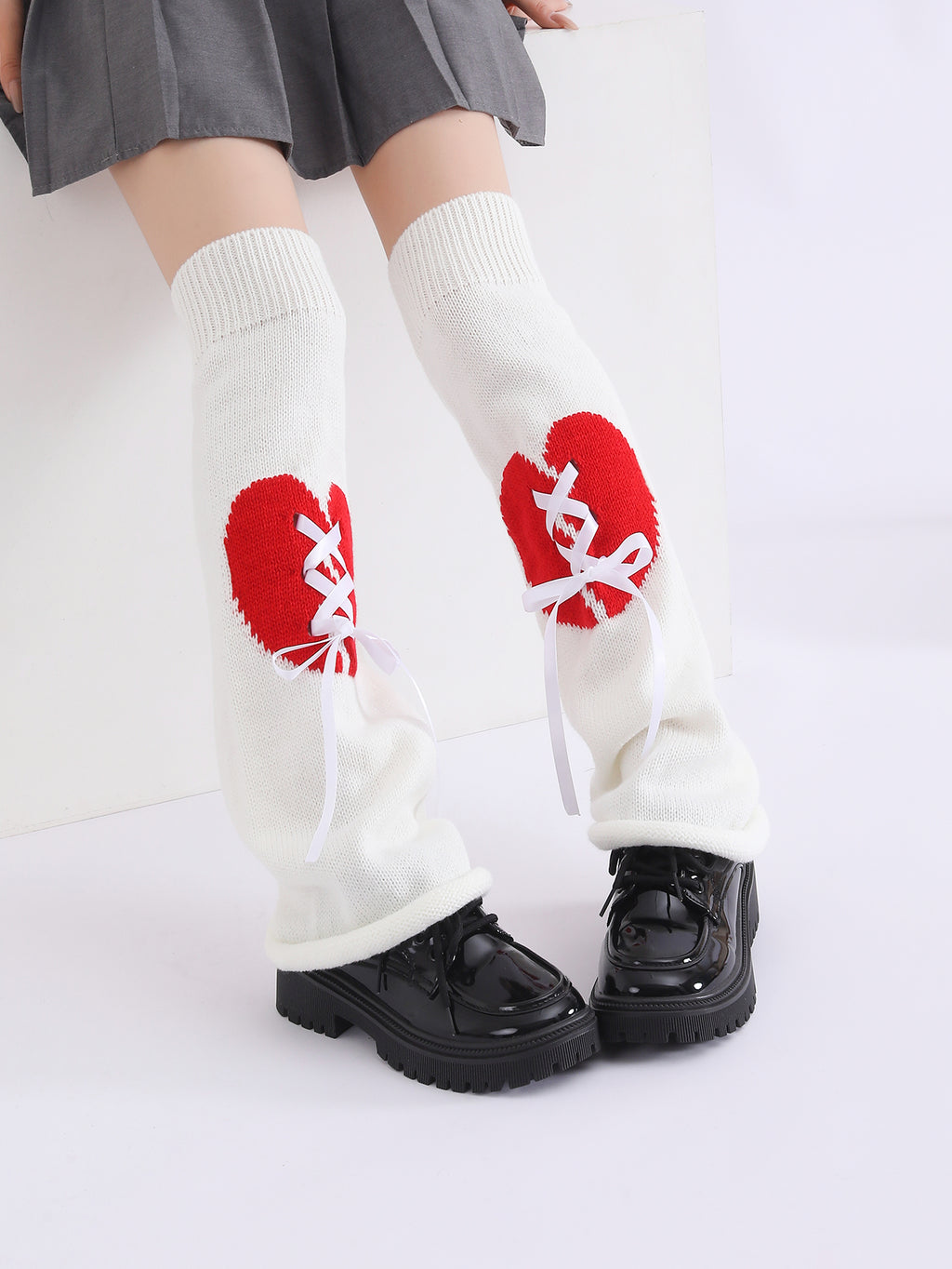 Fashion Y2K gothique tricoté flamboyant amour mignon Lolita Leg Warmer Pour Halloween Party Clubwear
