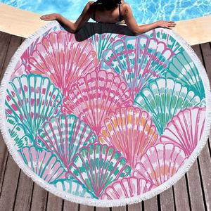 Serviette de plage ronde en microfibre et en tassel