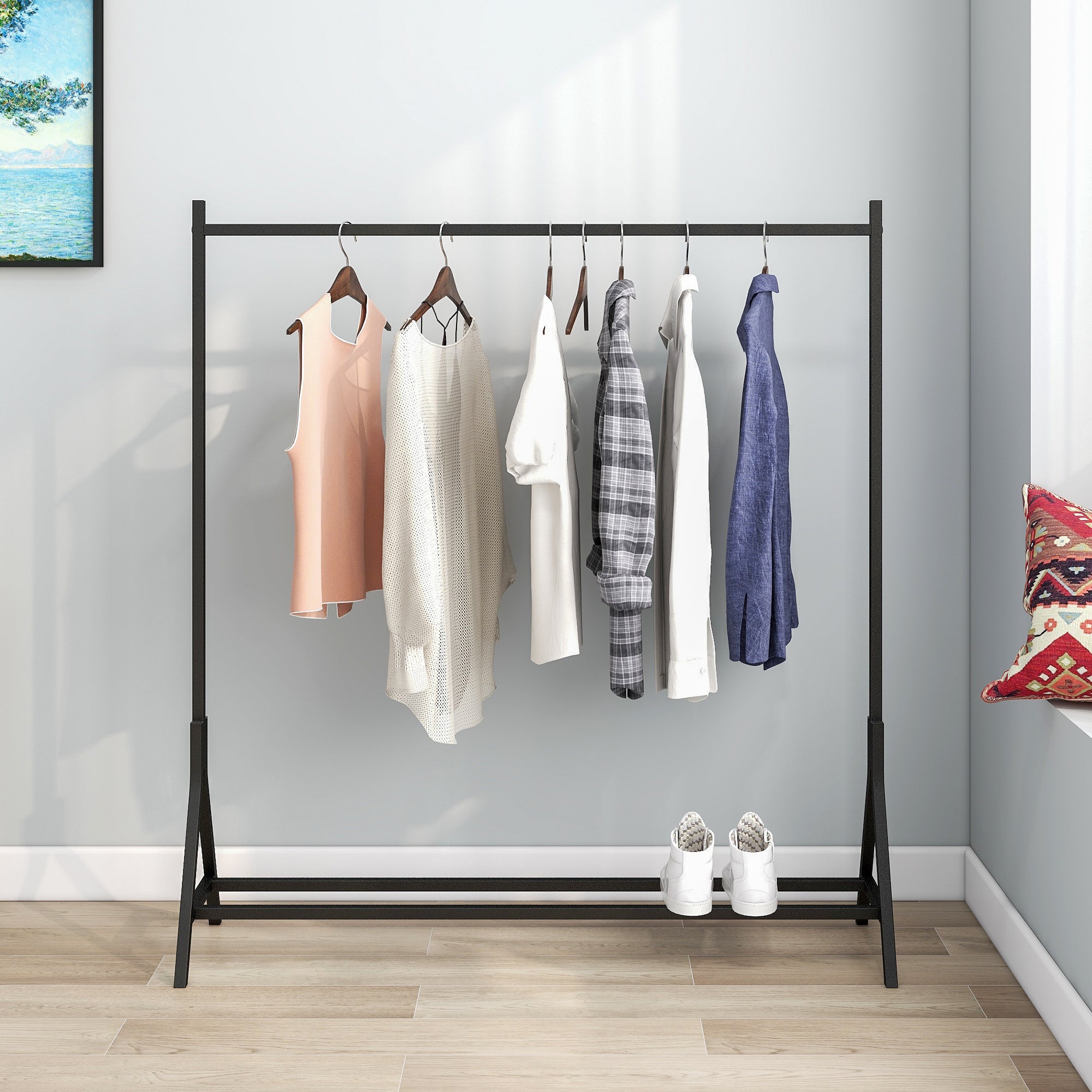 Garment Rack Hanger autoportant Multi-fonctionnel Single pole Chambre Vêtements Rack Bedroo