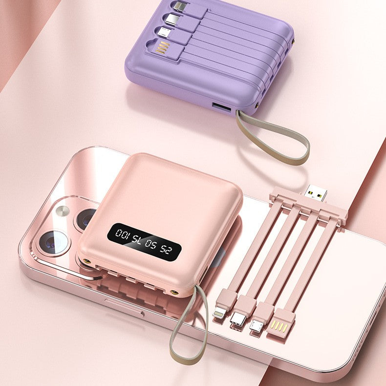 Compact et portable avec une banque d'alimentation de câble intégrée