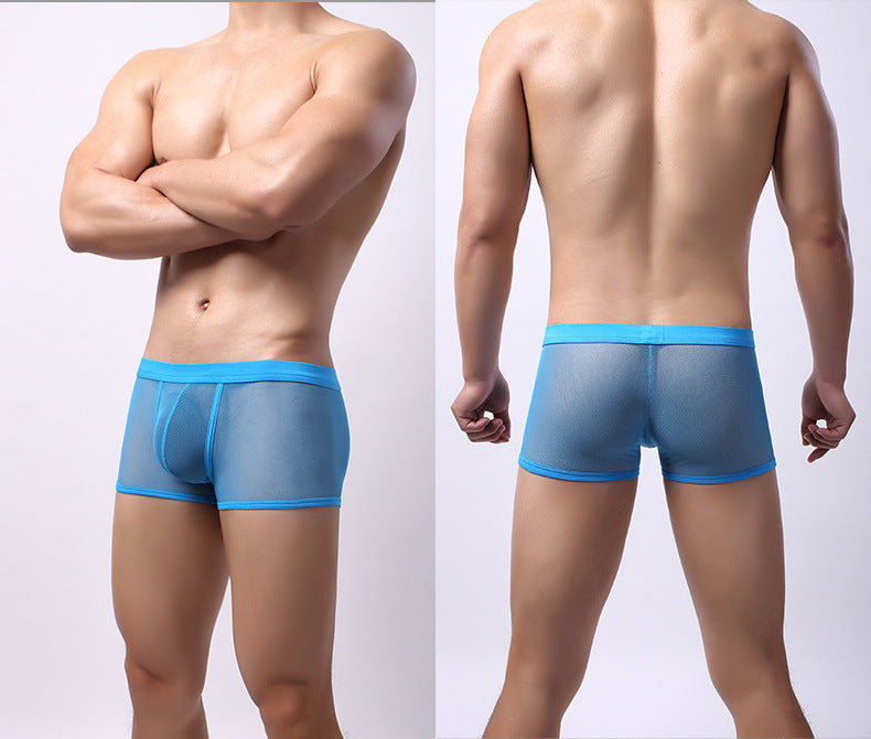 Sous-vêtements pour hommes Mesh Mesh Respirant Boxers Low Waist Transparent Boxers Youth Cool Short