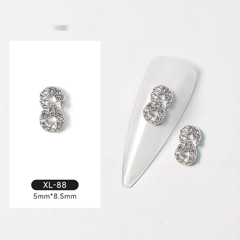 Décoration de clou en alliage de diamant brillant numérique argent