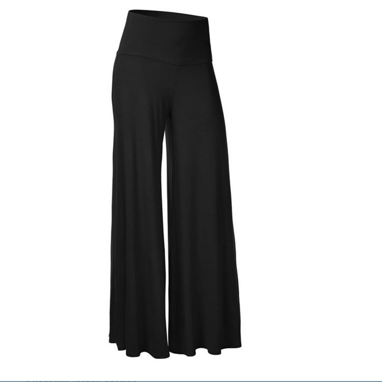 Pantoufles en soie de glace drapées à large leg Plus taille Yoga Long Pantalons Fitness Style