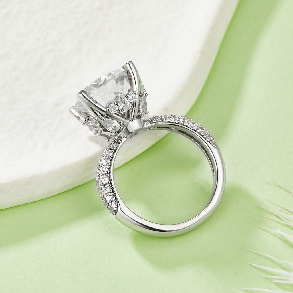 S925 Sterling Silver 5ct Moissanite Engagement Ring