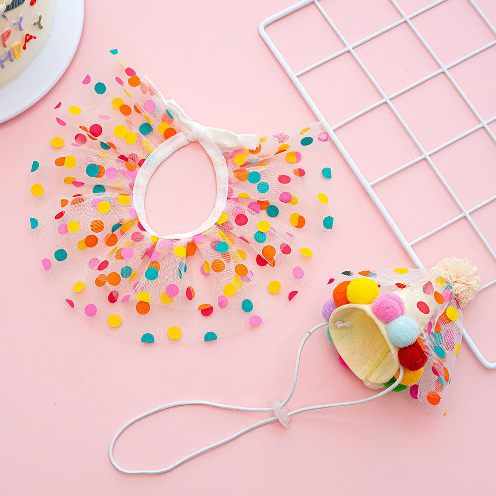 Pet Polka Dot Dentelle Bib costume d'anniversaire de chien