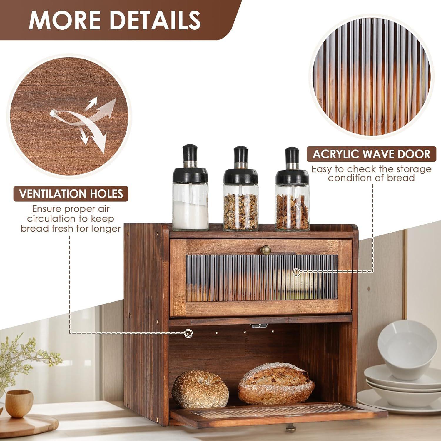 Boîte de coutellerie en bois de pin double couche à pain