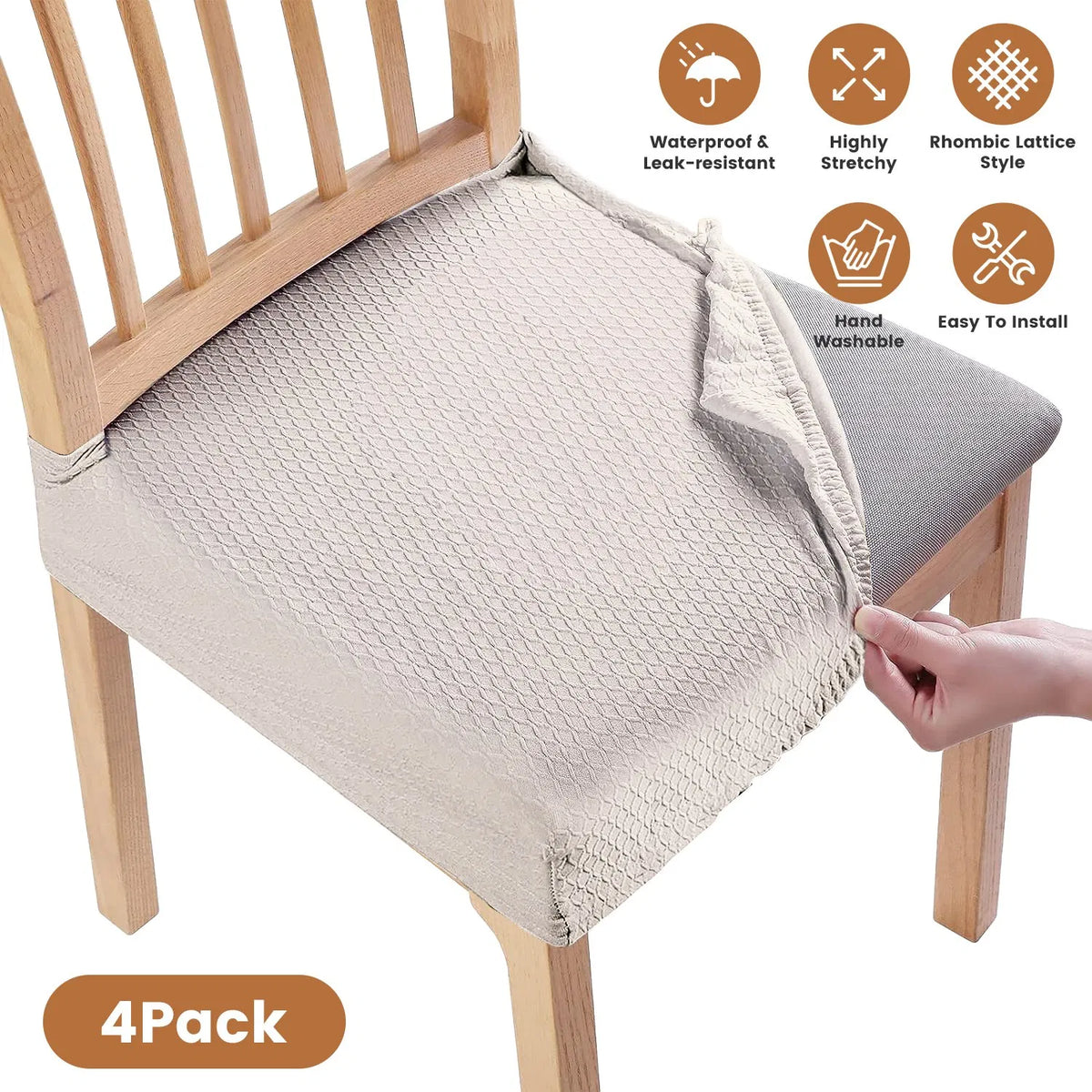 4Pack étanche chaise à manger Slipcovers chaise étirante assise Slipcovers amovible lavable