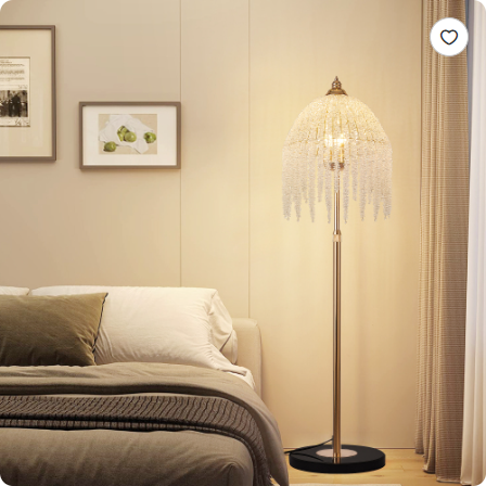 3-Light Élégante lampe de sol en cristal Vintage conception de chute d'eau avec Cascading perles en cristal A