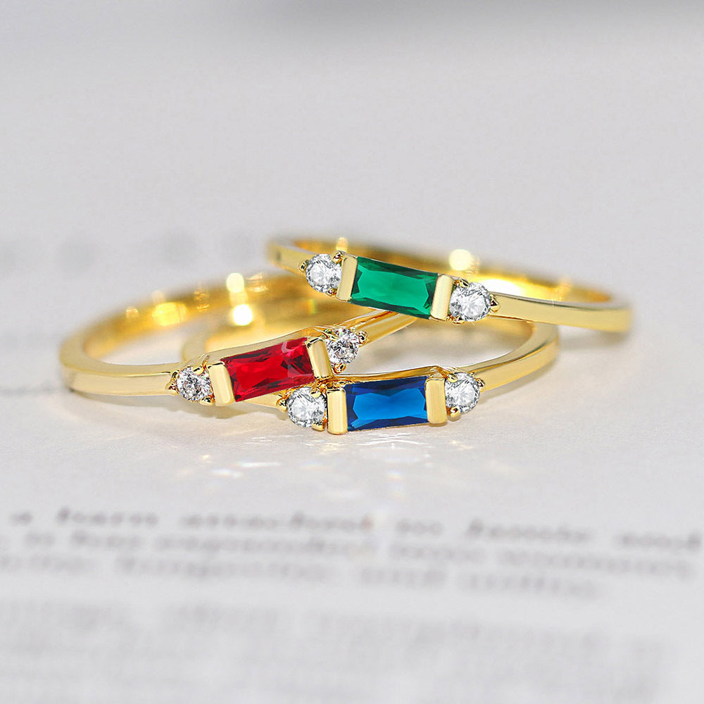 Anneau de fiançailles géométrique Zircon incrusté Accessoires dorés 14K