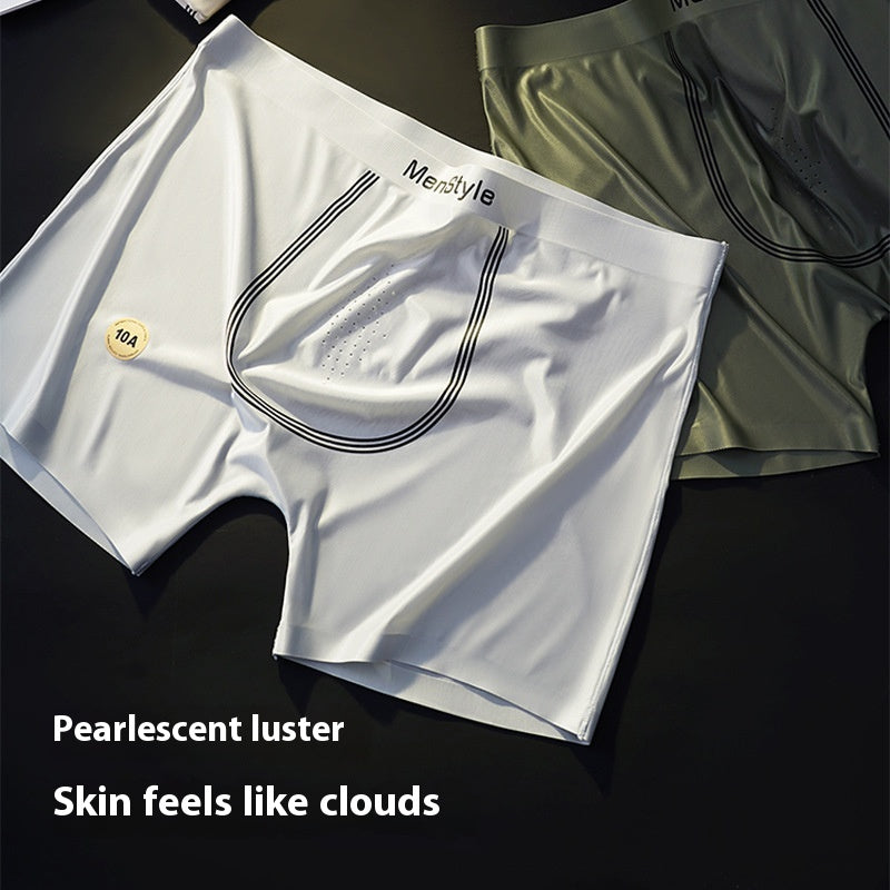 Satin Ice Silk Breathable Unife-layer Bottom Crotch Seamless Boxers