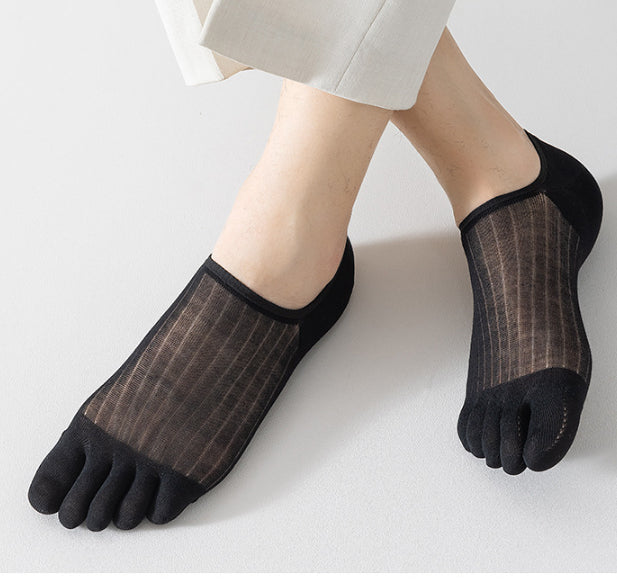 Chaussettes de bateau respirantes à cinq doigts en coton Modal