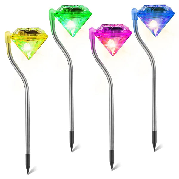 4Pcs Solar Garden Light Outdoor Diamond LED Light IP65 Lampe décorative étanche