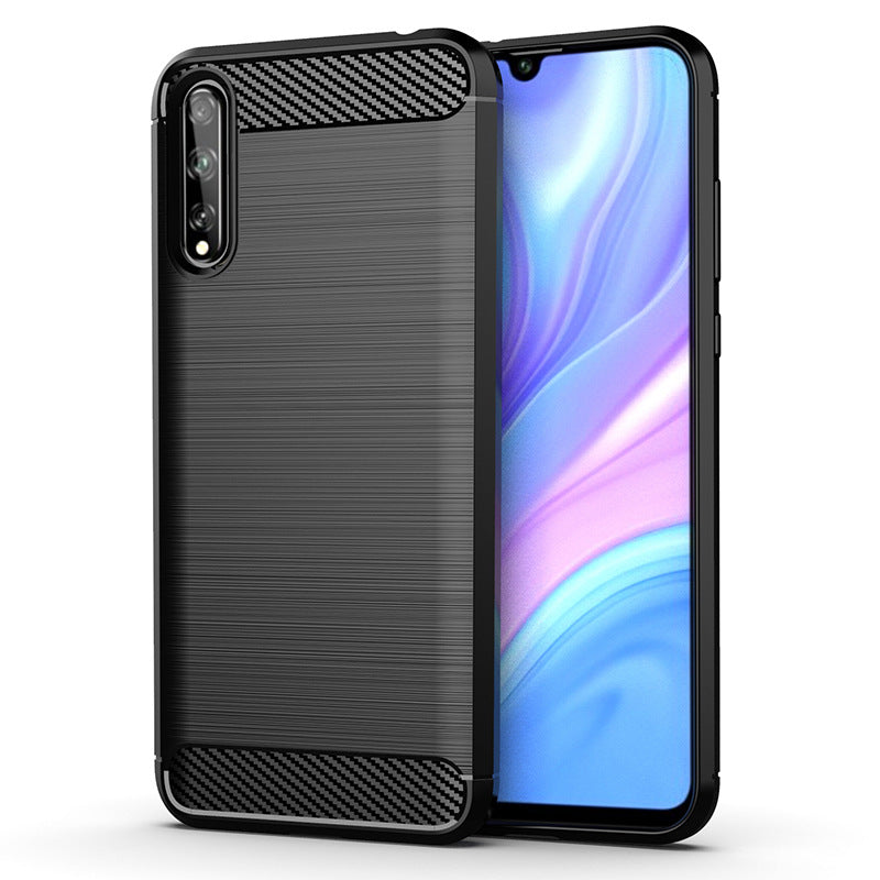 Brushed fibre de carbone modèle silicone coque souple