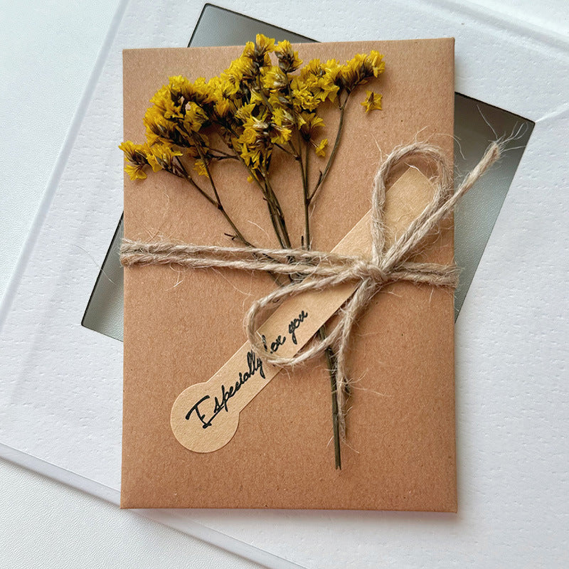 Starry Sky Fleur séchée manuscrite Merci Carte de voeux