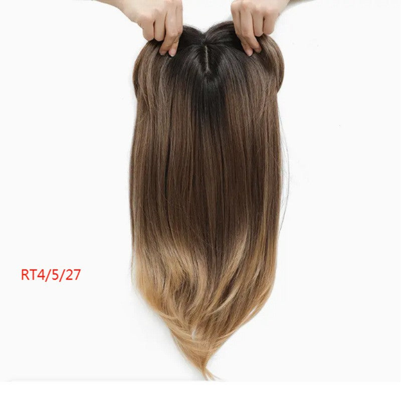 Coiffure longue droite moyenne femme - Coiffure synthétique pour couvrir les racines grises