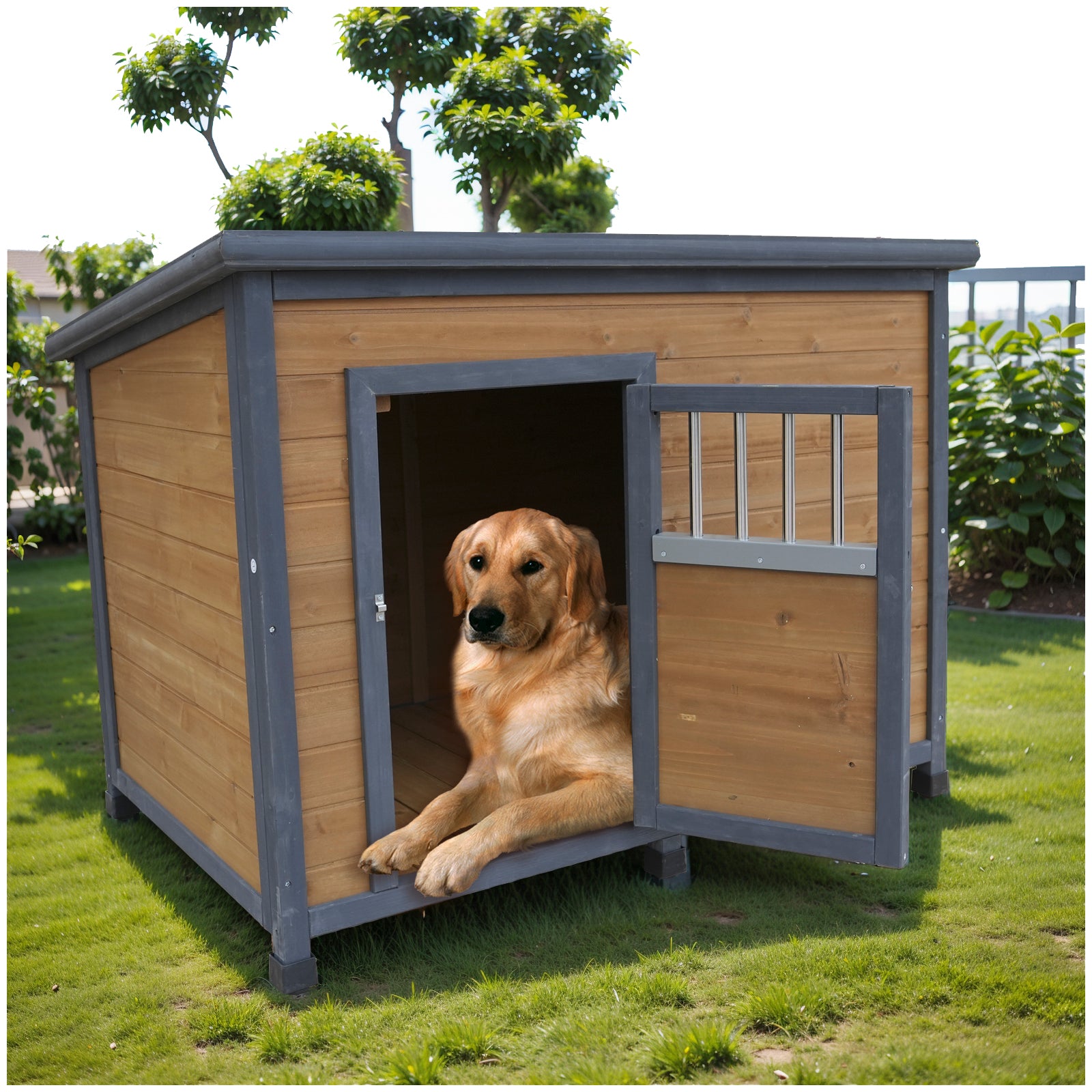 Maison de chiens en bois massif 45"