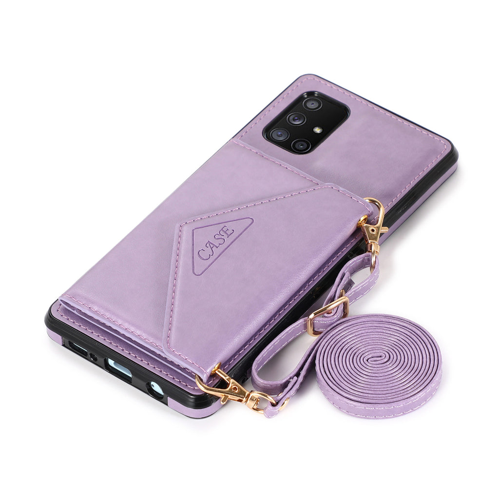 Slope Triangle au-dessus d'une épaule Téléphone portable Multi-fonctions Cover Wallet Card Cas en cuir