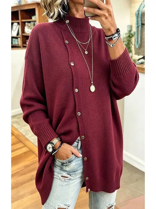 Manteau à col roulé boutonné