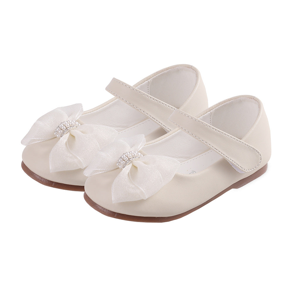Chaussures Princesse PU en cuir Bow Flower Girl