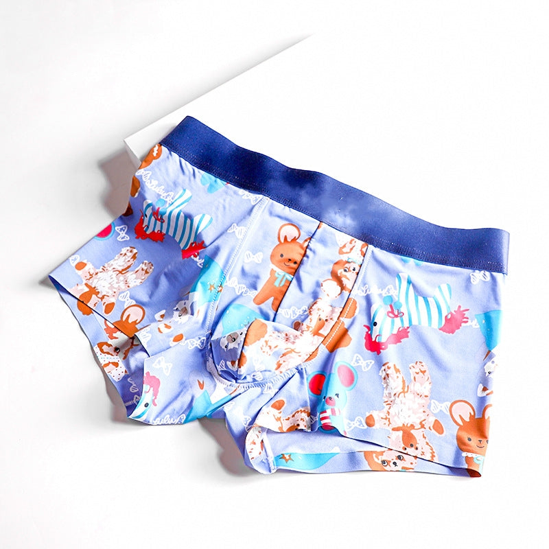 Summer Mid-waist Cartoon Imprimé Pantalons mignons respirants Boxer homme