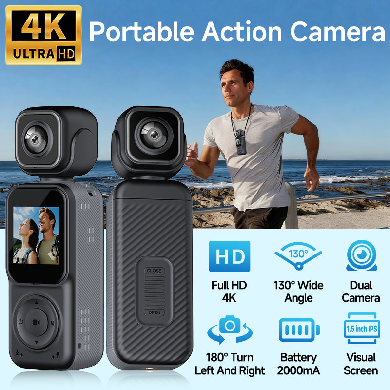 Panoramic Sports Camera Handheld DV Outdoor HD 4K Dual Lens Cycling Recorder Caméra