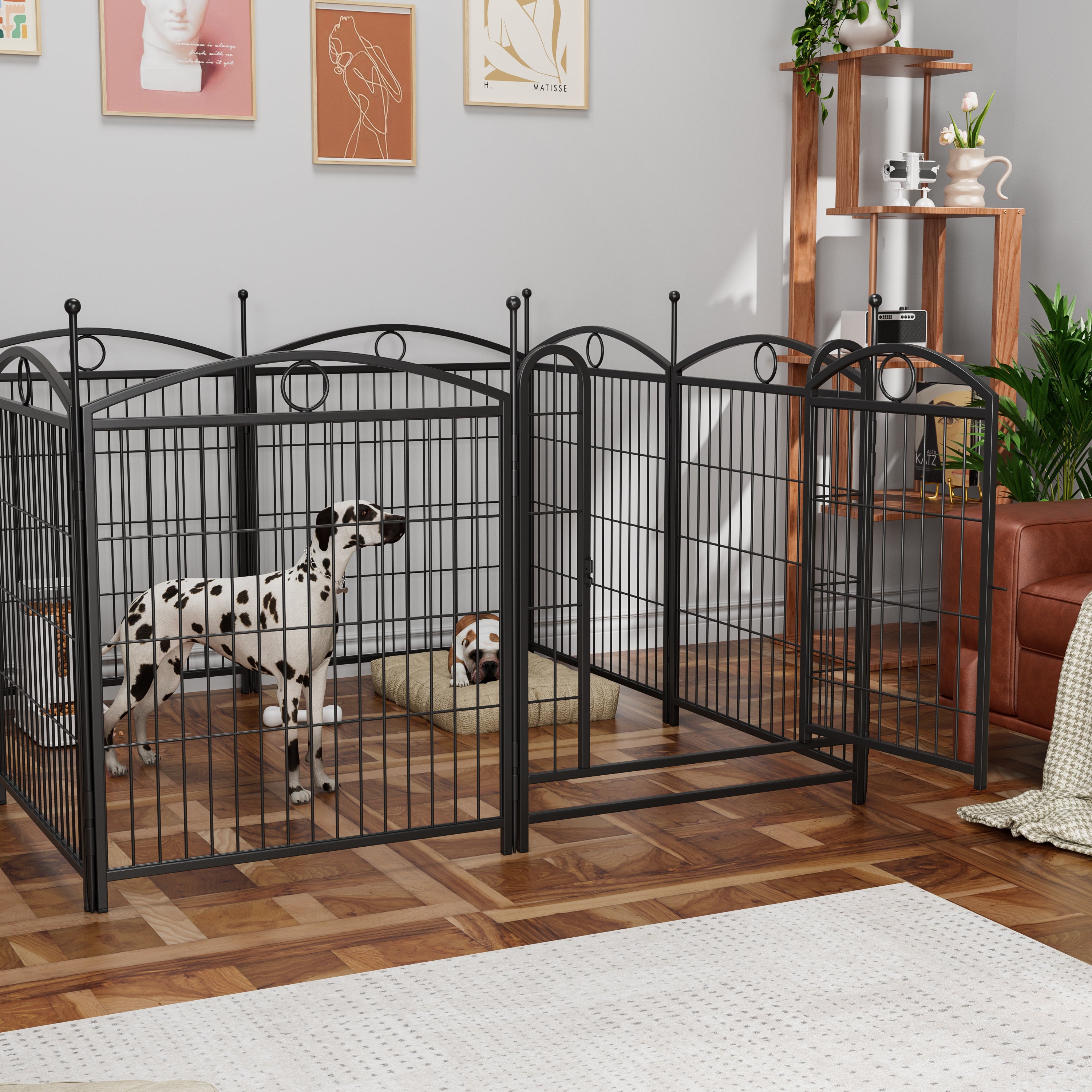 Dog Playpen Intérieur 32 pouces 8 panneaux Metal Dog Pen Pet Dog Fence Outdoor Exercise Pen avec