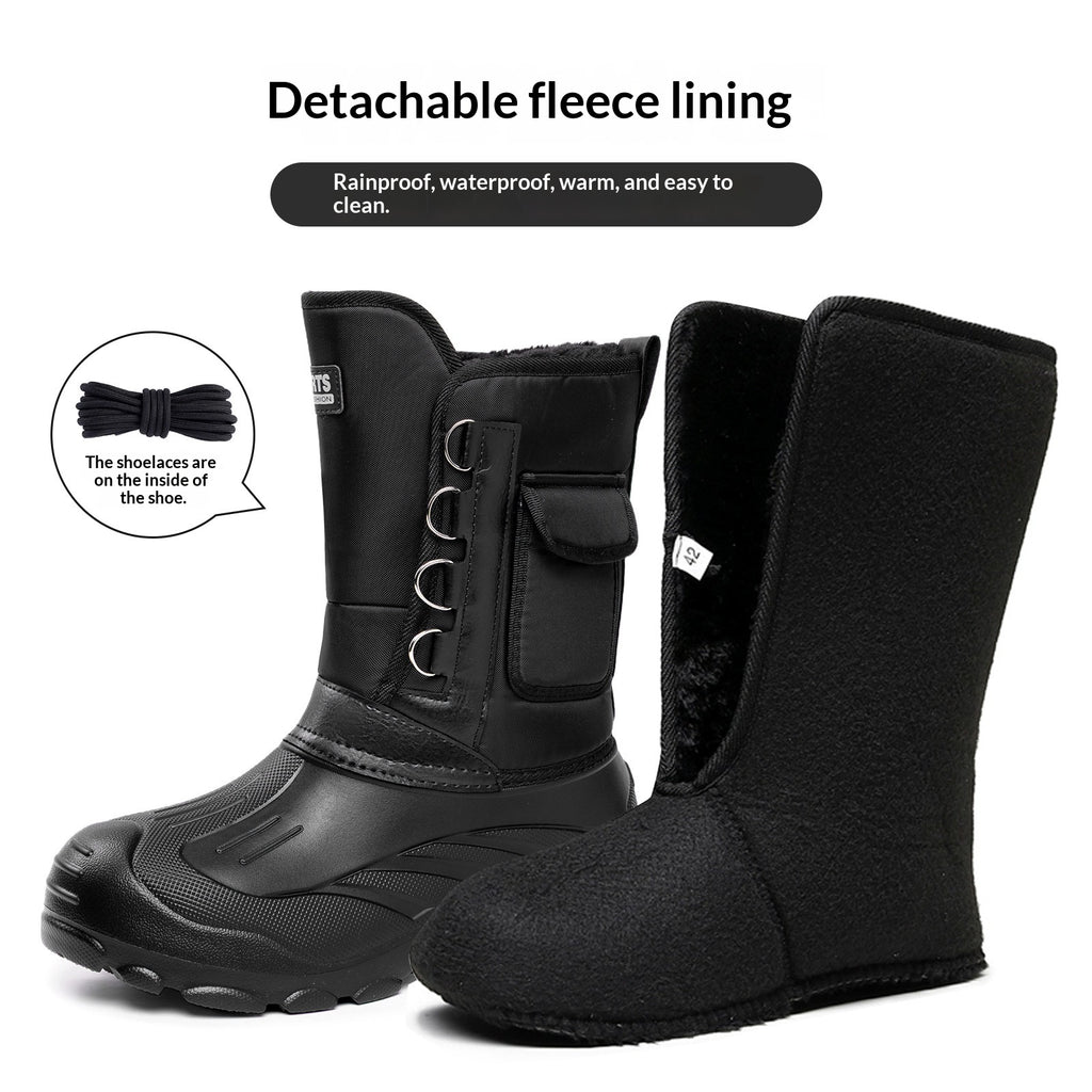 Bottes de neige hautes et épaisses, doublées de polaires d'hiver pour hommes