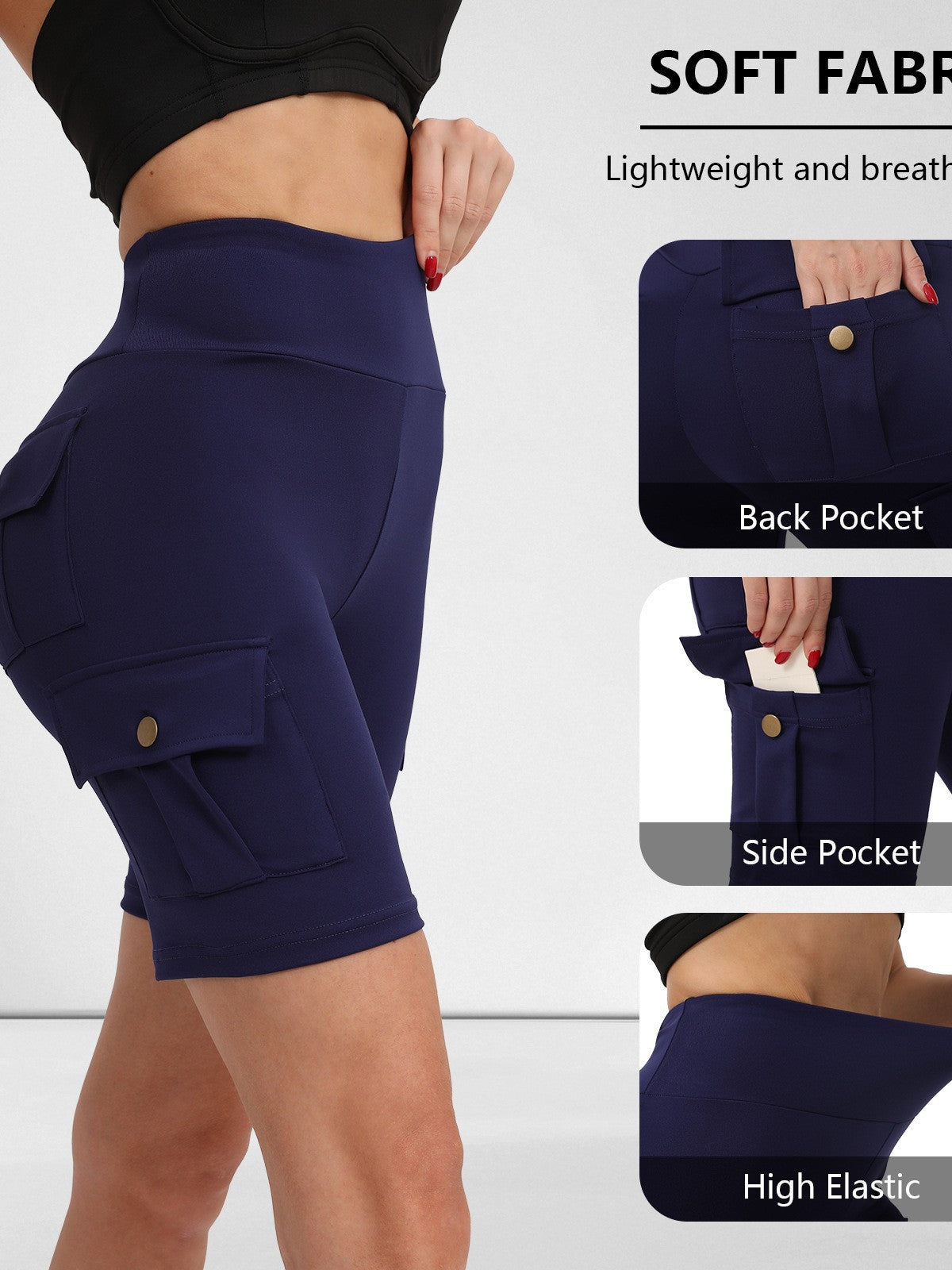 Pantalon de yoga populaire européen et américain Pocket de fitness haute-Waisted Hip-Lifting Short Sp