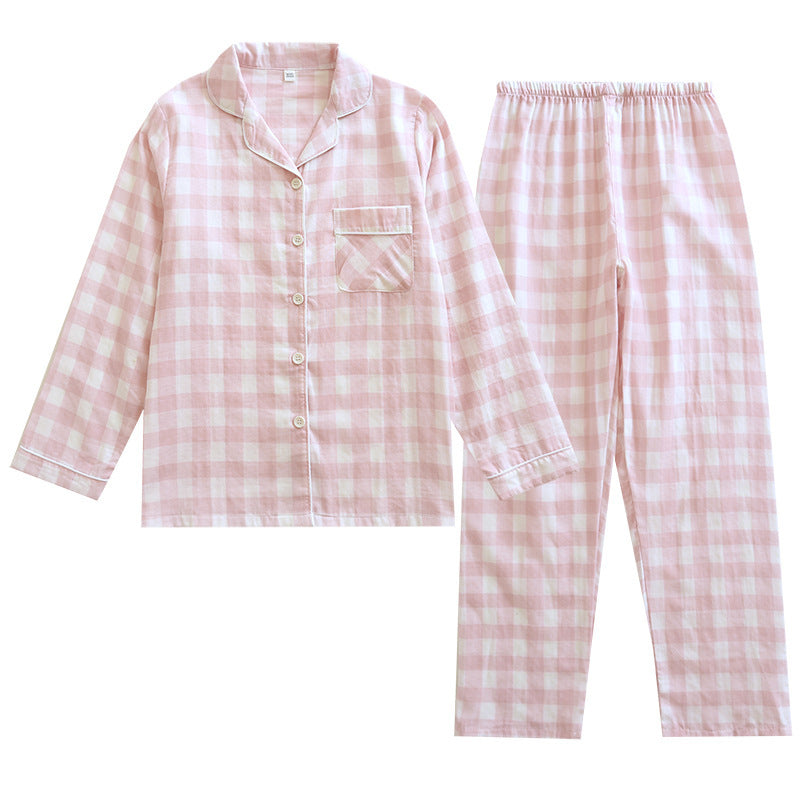 Coton du couple Pyjama à manches longues Printemps et automne Grande taille mince Lounge costume