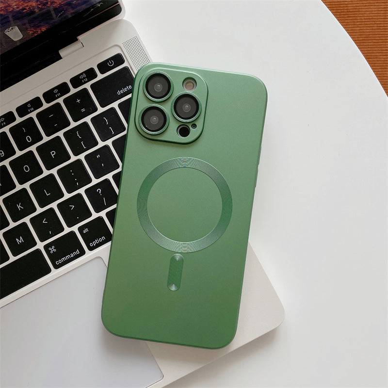 Aspiration magnétique avec boîtier de téléphone portable à électroplaquage de film de lentilles