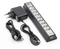 GOOJODOQ 10USB 2.0 Hubs avec adaptateur d'alimentation pour ordinateur secteur pour portable