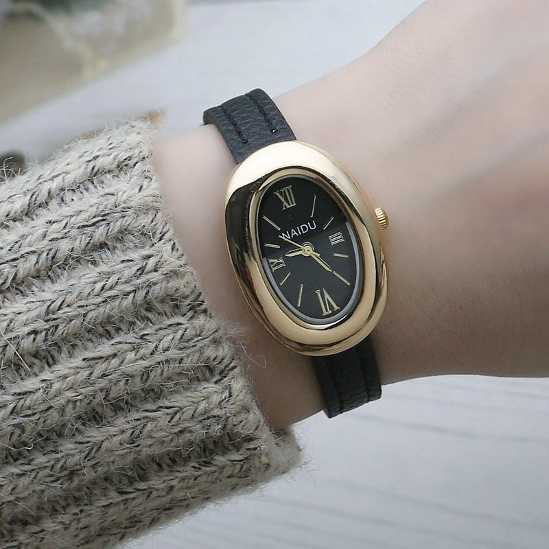 Sous-dial ovale Sangle mince Montre Quartz