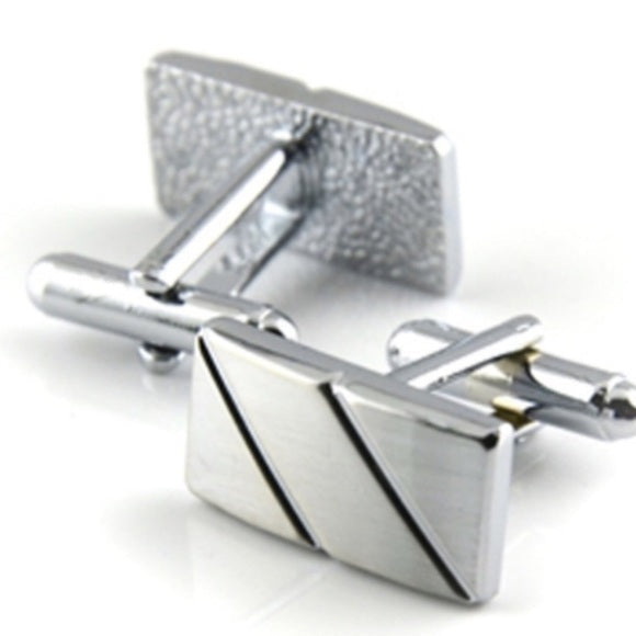Men's Business Argent Boutons de manchette Diagonal