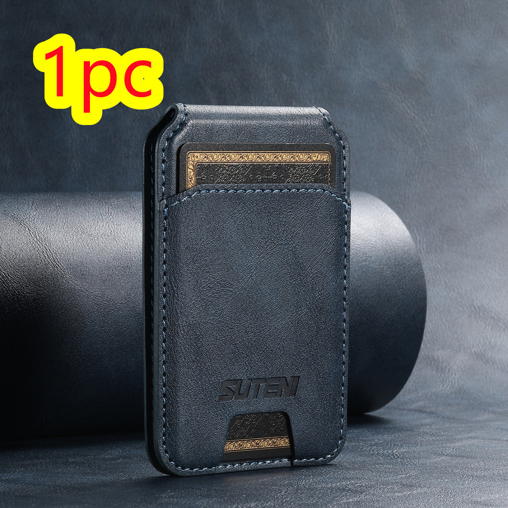 Support de carte magnétique pour téléphone universel Android MagSafe Magnetic Ring PU Leather