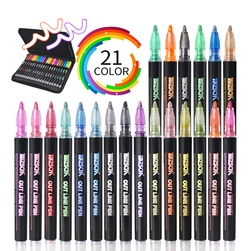 Stylo double ligne couleur stylo compte main