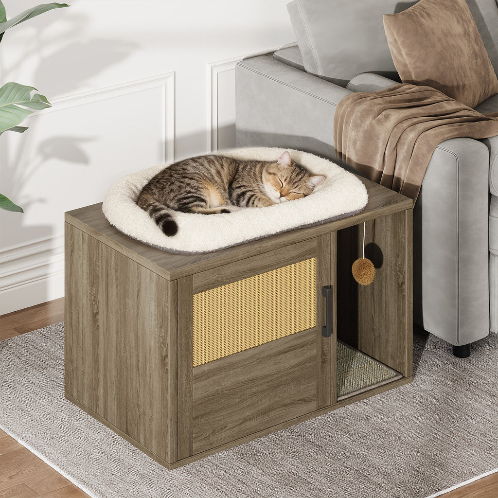 Boîte à litière Cat Enclosure Armoire de meubles Contrôle d'odeur avec étagère en bois