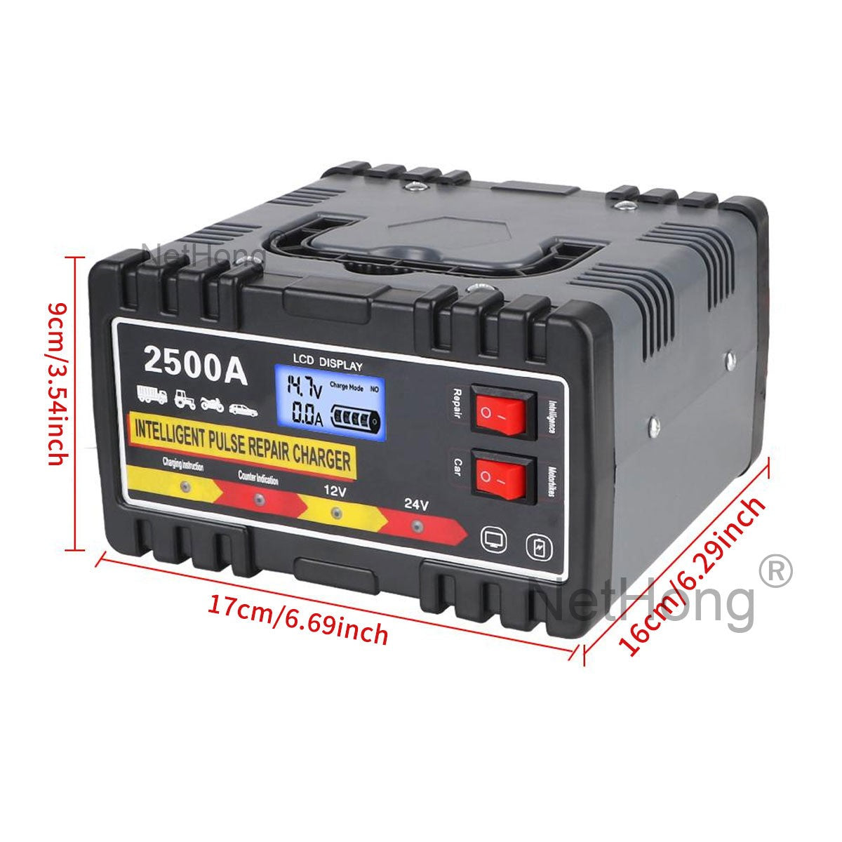 2500A DUTY HEAVY 12 24V CAR BATTERY CHARGER SMART PULSE TRICKLE DE RÉPONSE