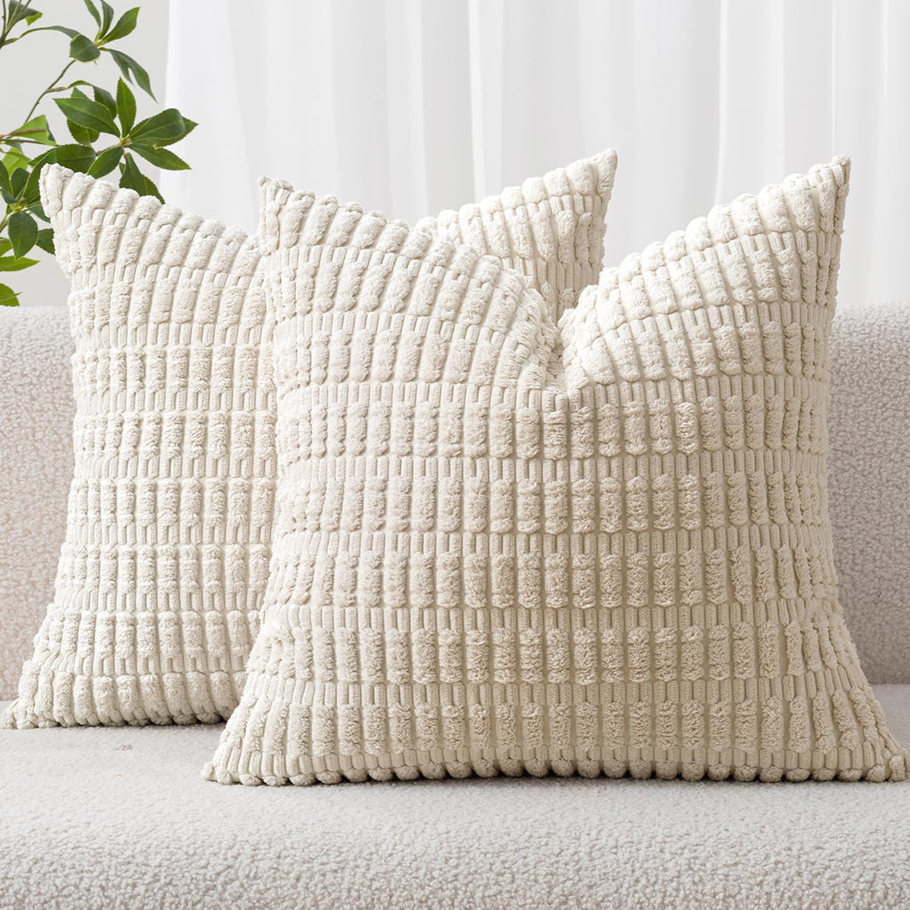 2PCS doux Corduroy housses décoratives oreillers 18x18 pouce
