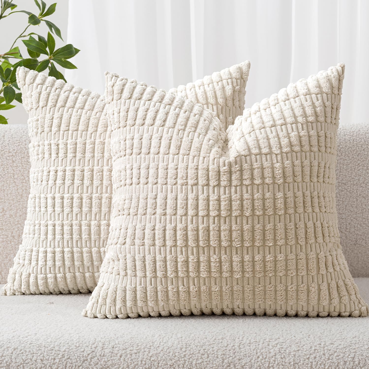 2PCS doux Corduroy housses décoratives oreillers 18x18 pouce