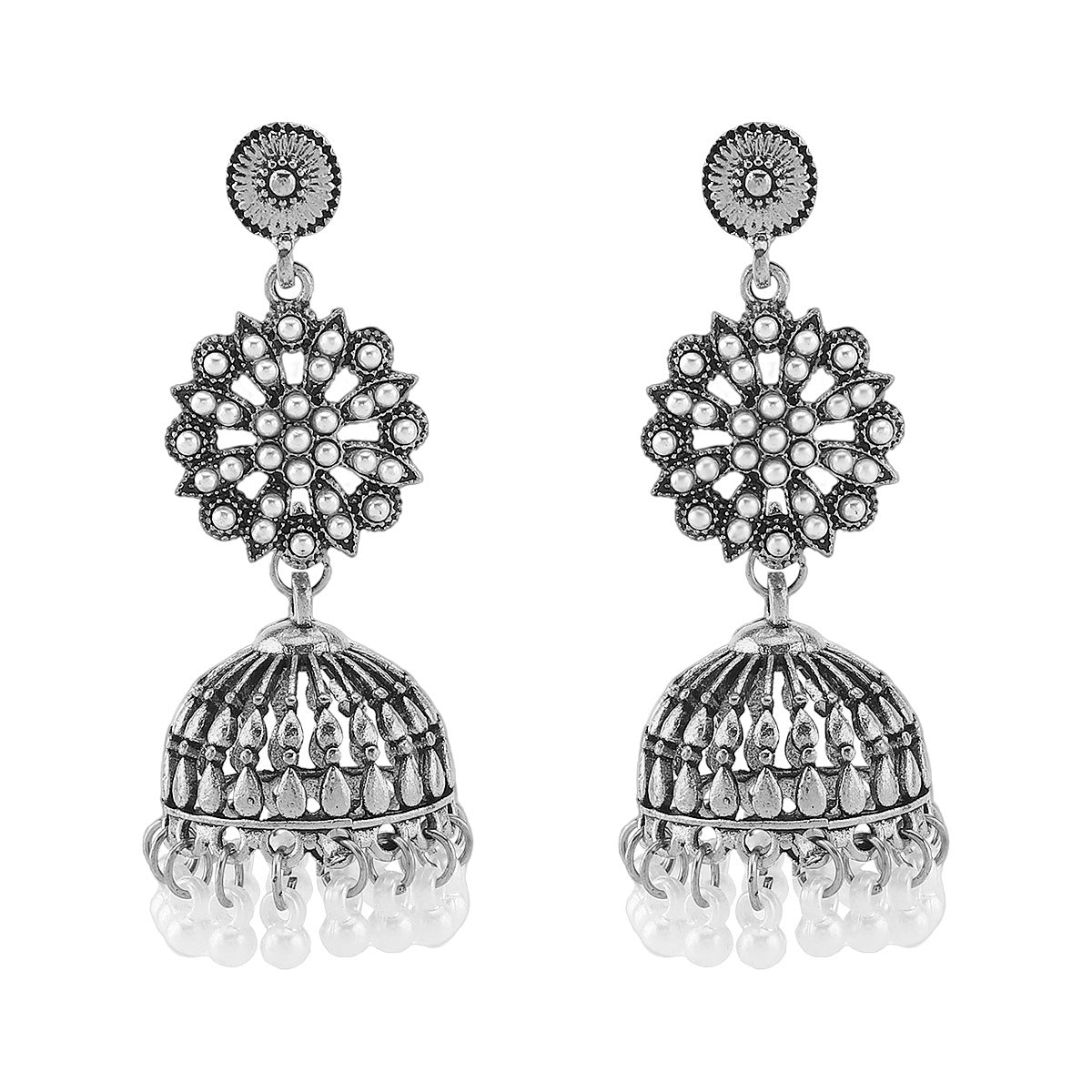 Boucles d'oreilles retro florales en strass