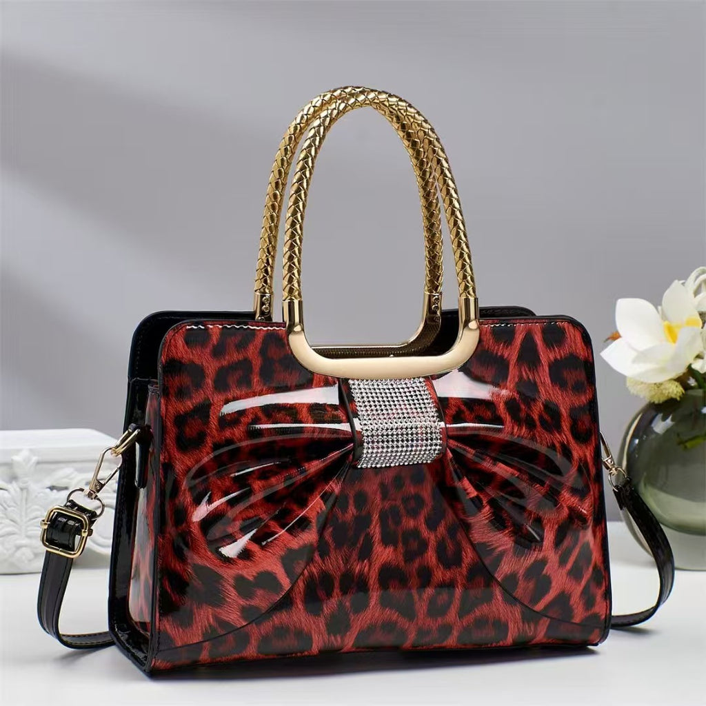Chaud-pierre embellie Versatile Mode Chic Leopard-print Sac Femmes