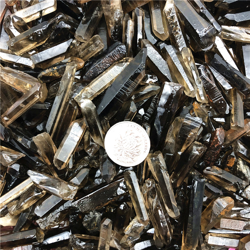 Ornements hexagonaux en cristal monopoint de citrine