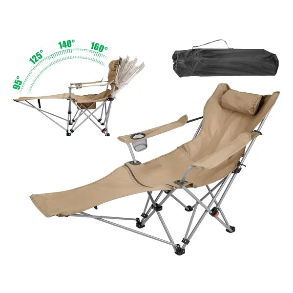 Chaise de camping inclinable extérieur 95-160 Angle réglable carbone acier cadre lourd Du