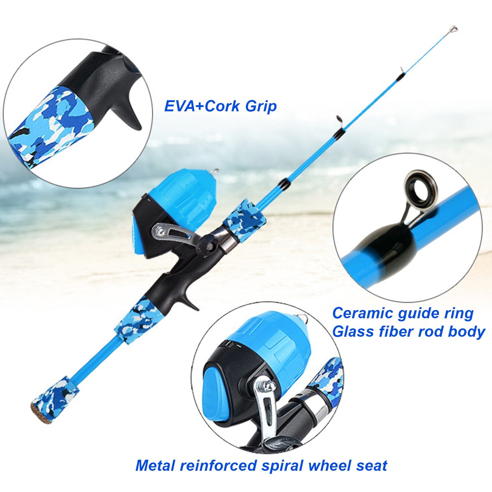 Barre de pêche – Ensemble de tige télescopique et bobine – Accessoires de pêche