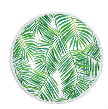 Serviette de plage ronde Feuille de palmiers Serviette de plage Feuille de palmiers Serviette de plage Coussin de châle Microfibre